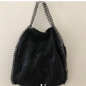 black gunmetal tote with chain